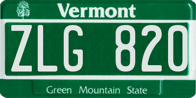 VT license plate ZLG820