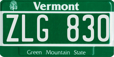 VT license plate ZLG830