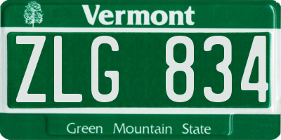 VT license plate ZLG834