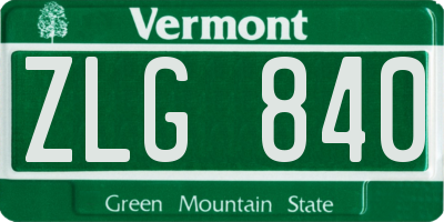 VT license plate ZLG840