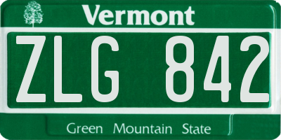 VT license plate ZLG842