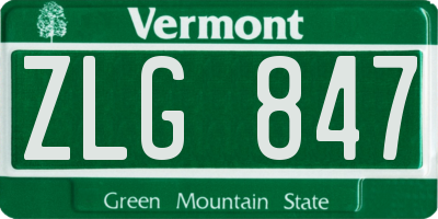VT license plate ZLG847