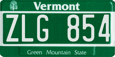 VT license plate ZLG854