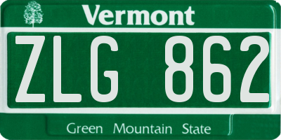 VT license plate ZLG862