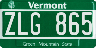 VT license plate ZLG865