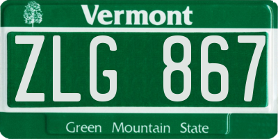 VT license plate ZLG867