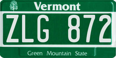 VT license plate ZLG872