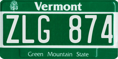 VT license plate ZLG874
