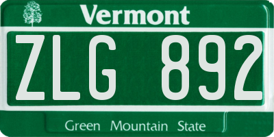 VT license plate ZLG892