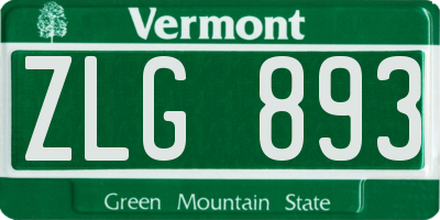 VT license plate ZLG893