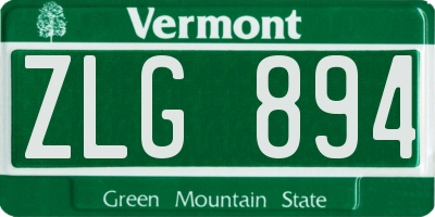 VT license plate ZLG894