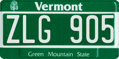 VT license plate ZLG905