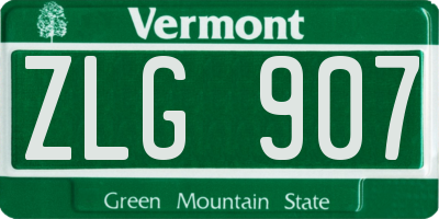 VT license plate ZLG907