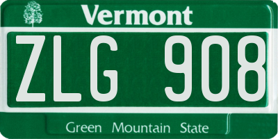 VT license plate ZLG908