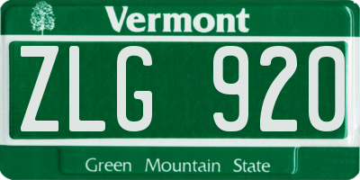 VT license plate ZLG920