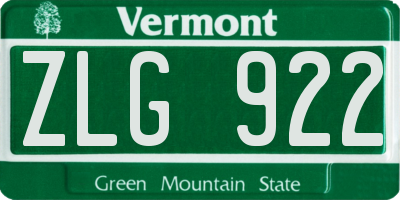 VT license plate ZLG922