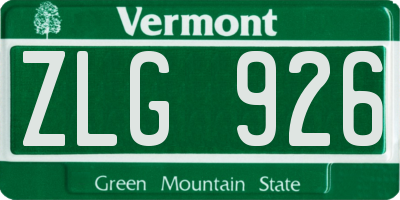 VT license plate ZLG926