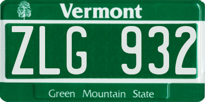 VT license plate ZLG932