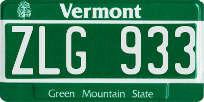 VT license plate ZLG933