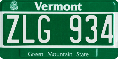 VT license plate ZLG934
