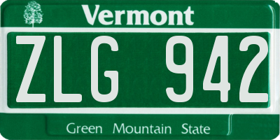 VT license plate ZLG942