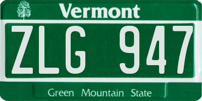 VT license plate ZLG947