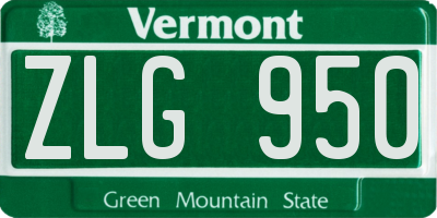 VT license plate ZLG950