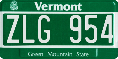 VT license plate ZLG954