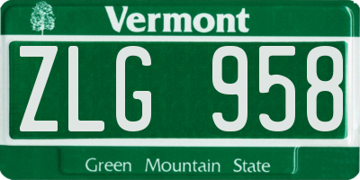 VT license plate ZLG958