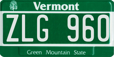 VT license plate ZLG960