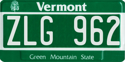 VT license plate ZLG962