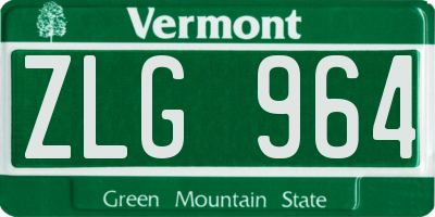 VT license plate ZLG964