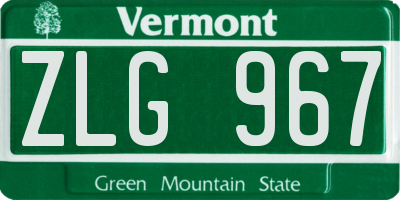 VT license plate ZLG967