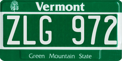 VT license plate ZLG972