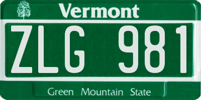 VT license plate ZLG981