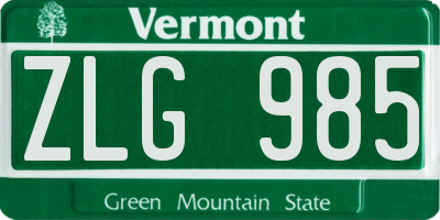VT license plate ZLG985