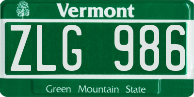 VT license plate ZLG986