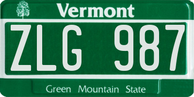 VT license plate ZLG987