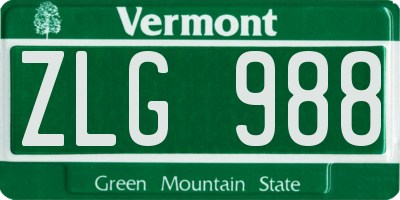 VT license plate ZLG988