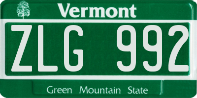 VT license plate ZLG992