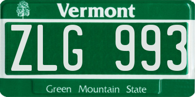 VT license plate ZLG993
