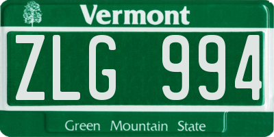 VT license plate ZLG994