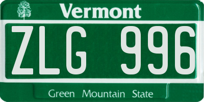 VT license plate ZLG996
