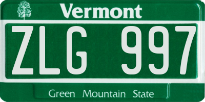 VT license plate ZLG997