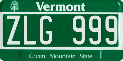 VT license plate ZLG999