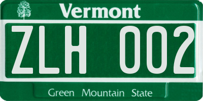 VT license plate ZLH002