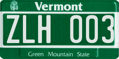 VT license plate ZLH003