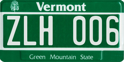 VT license plate ZLH006