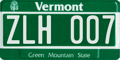 VT license plate ZLH007