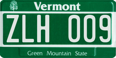 VT license plate ZLH009